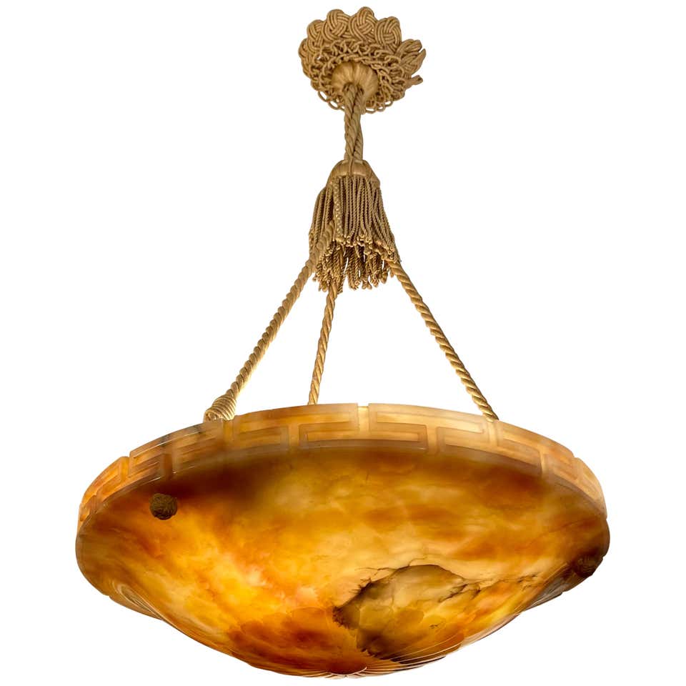 Alabaster Light Fixture with Greek Key, Sweden, 1900 For Sale at ...