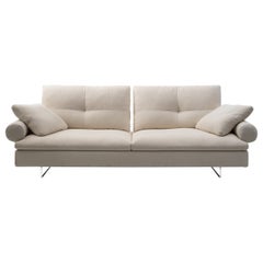 Limes New 88 Medium Sofa in Beige Upholstery with Roll Armrest by Sergio Bicego