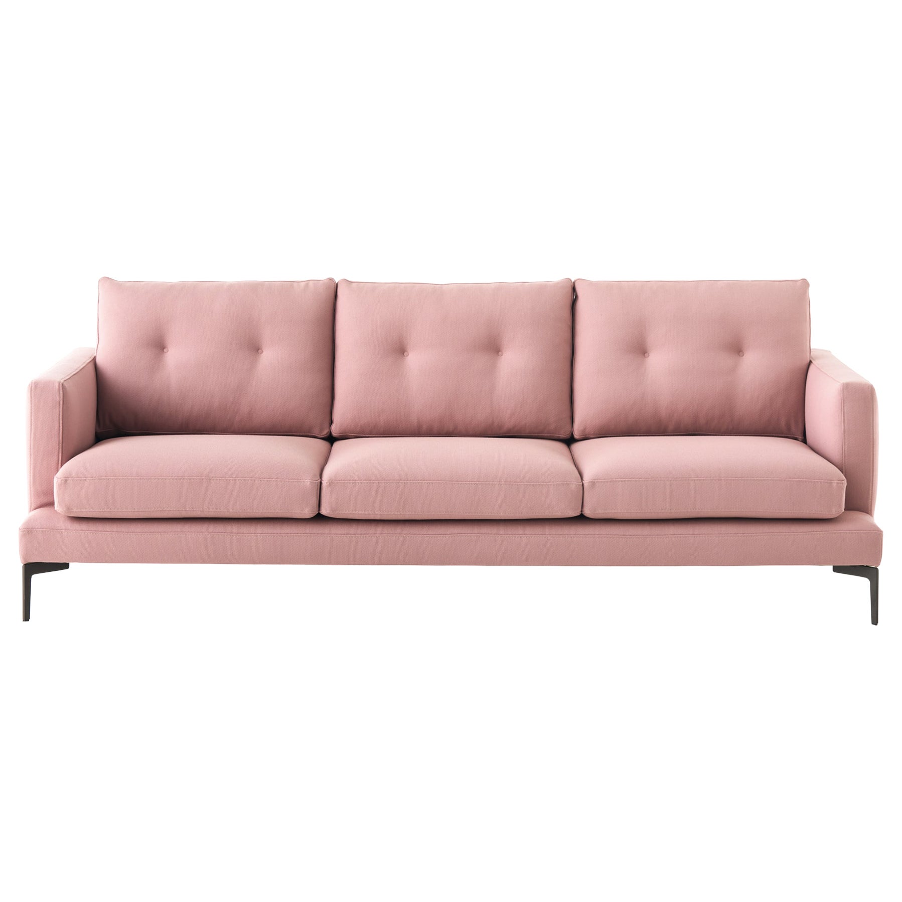 Essentiel 3-Seat 220 Sofa in Braided Pink Upholstery & Grey Legs, Sergio Bicego For Sale