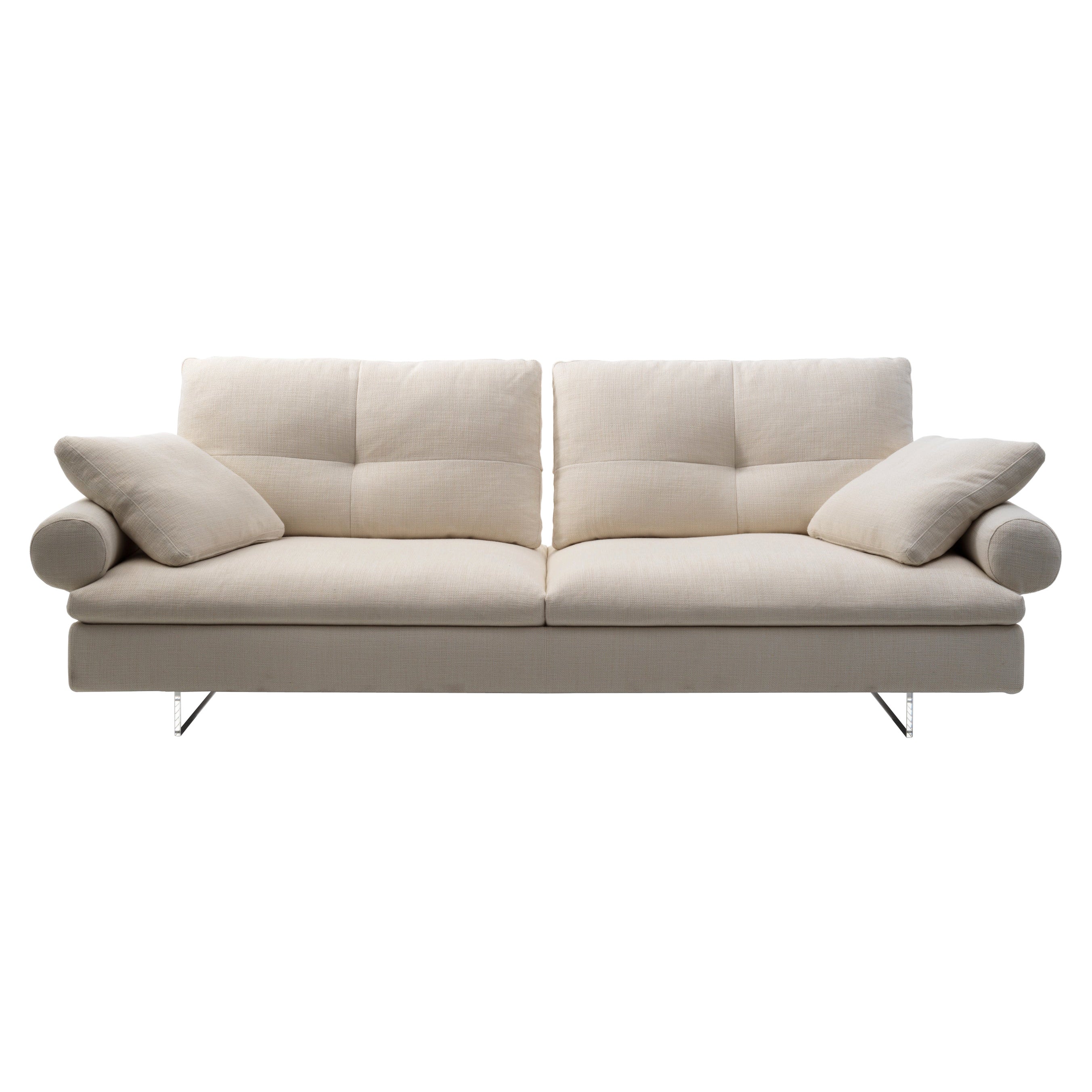 Limes New 88 Large Sofa in Beige Upholstery with Roll Armrest by Sergio Bicego For Sale