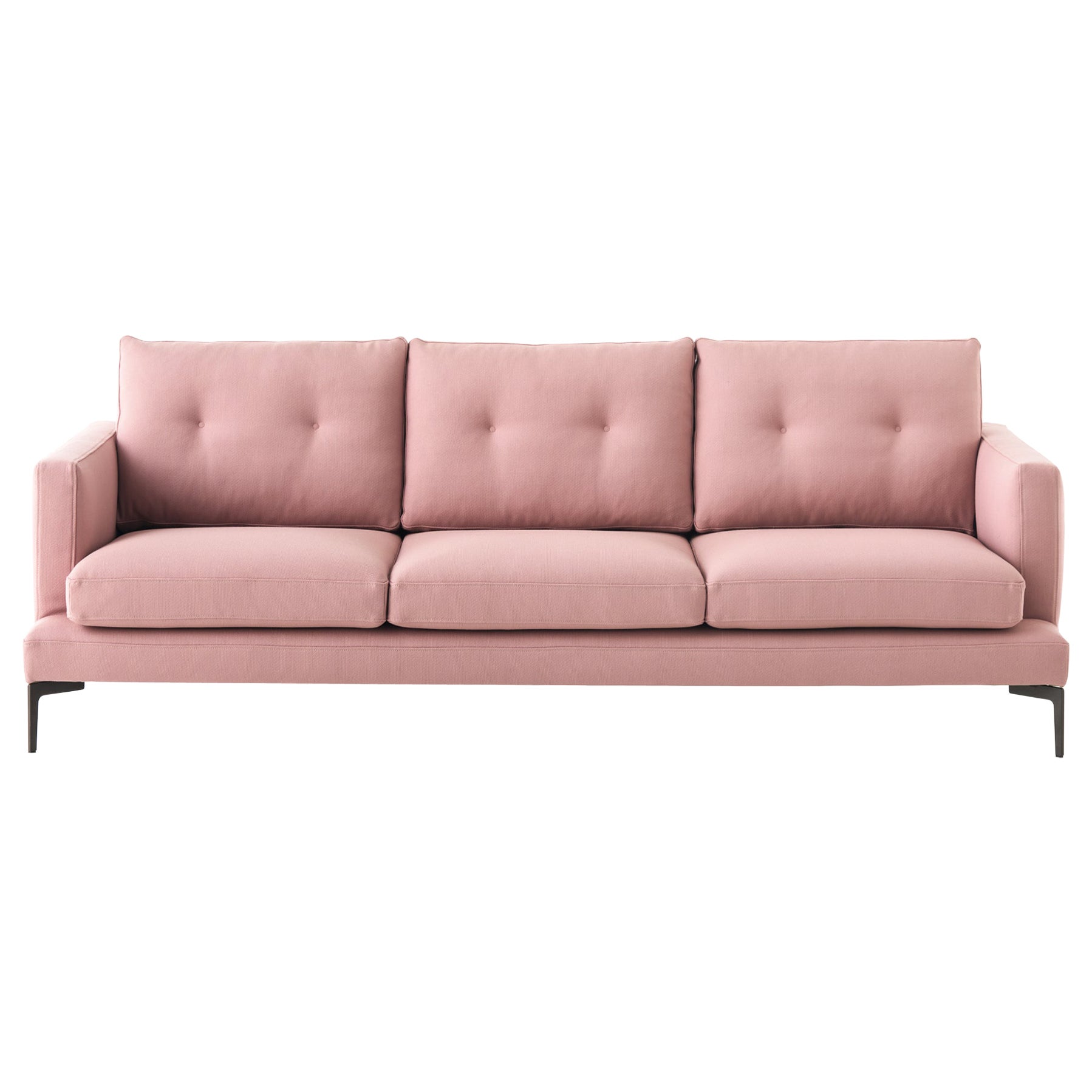 Essentiel 3-Seat 220 Sofa in Smile Pink Upholstery & Grey Legs by Sergio Bicego For Sale