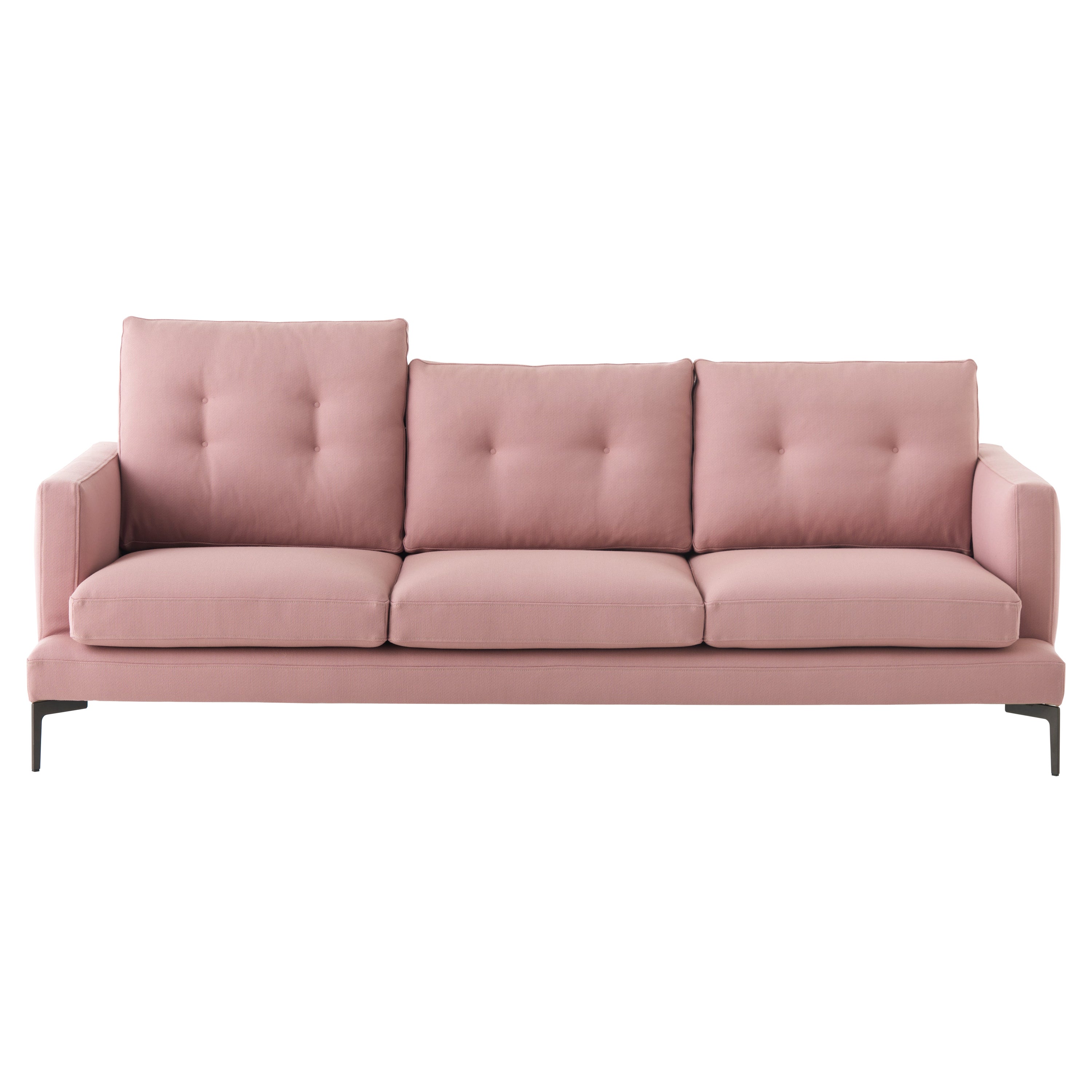 Sofa Essentiel 3 places 220 à coussin haut en tissu rose Smile de Sergio Bicego