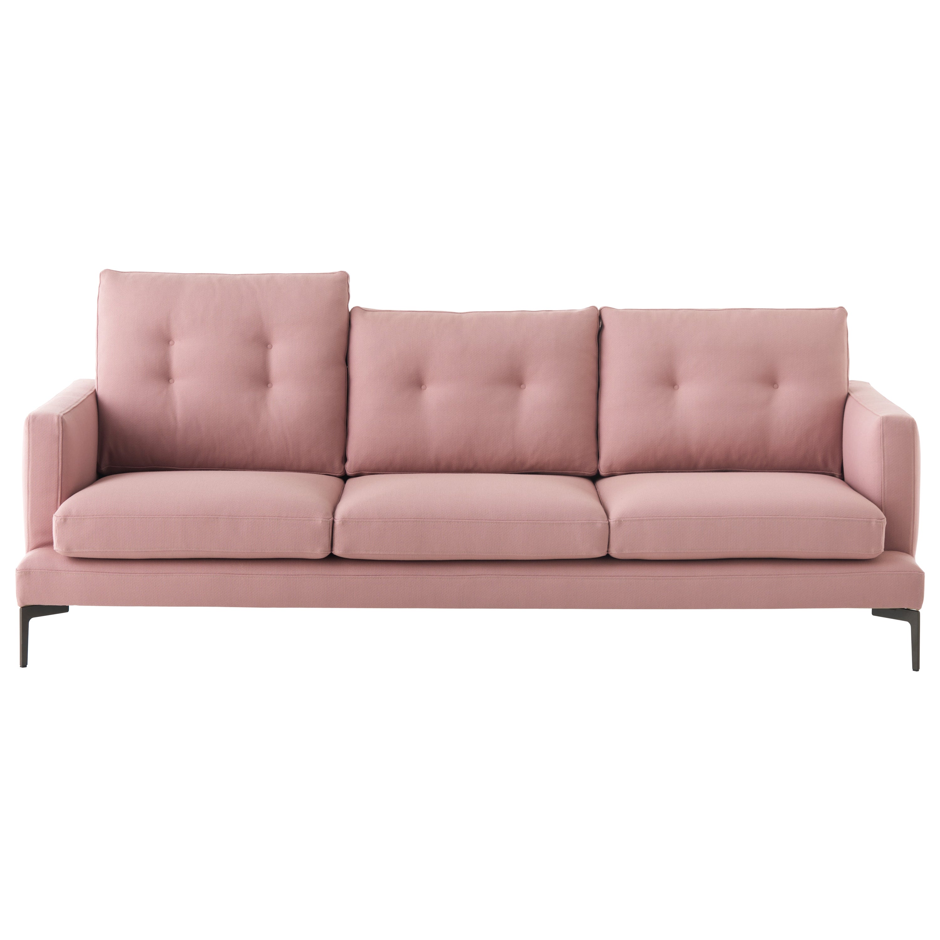 Sofa Essentiel 3 places 250 à coussin haut en tissu rose Smile de Sergio Bicego