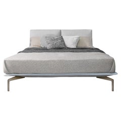 Letto Avant-Après Small Bed in AT192 Light Grey Upholstery by Sergio Bicego