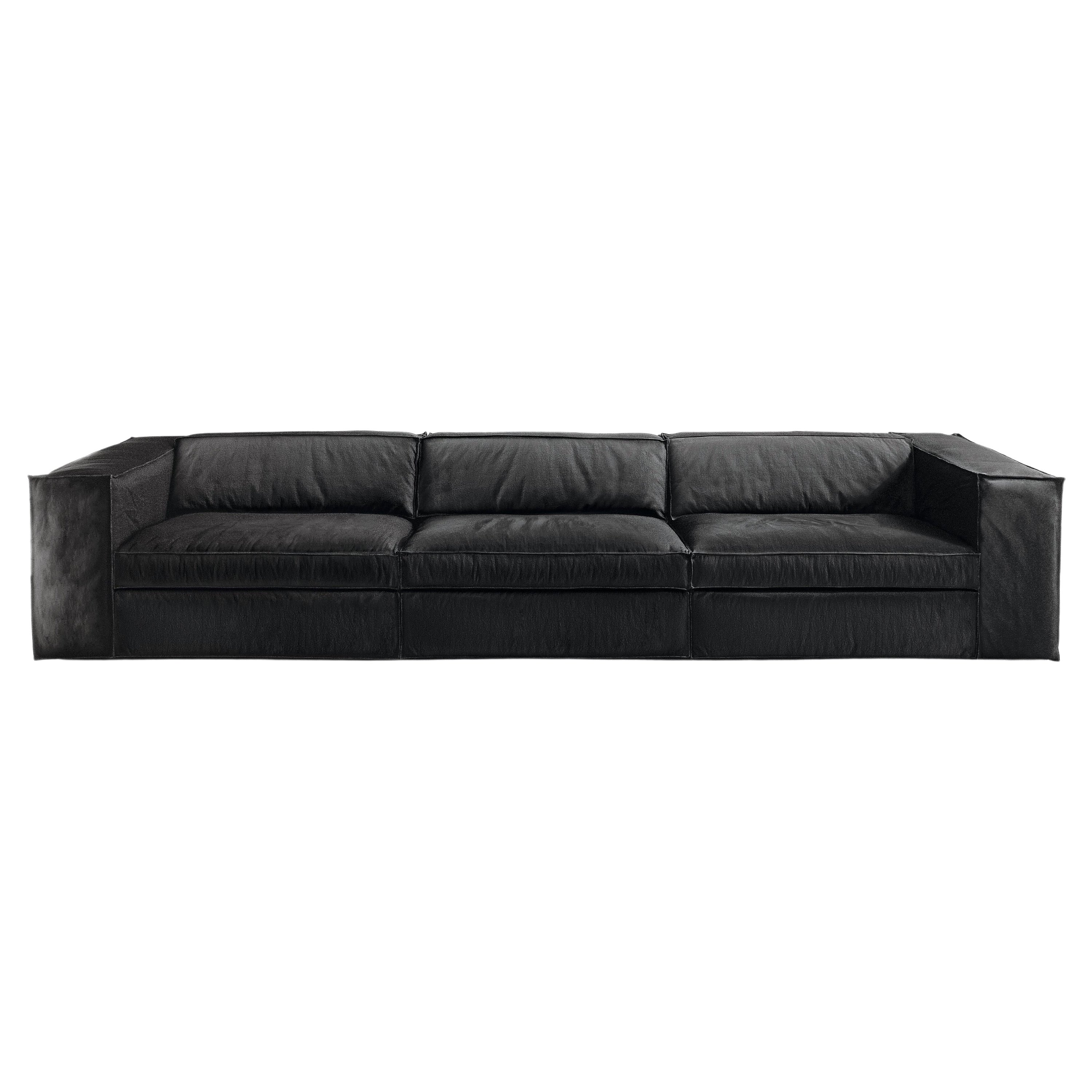 Up Medium 3-Seat Sofa in Braided Black Upholstery by Giuseppe Viganò For Sale