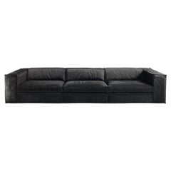 Up Medium 3-Seat Sofa in Braided Black Upholstery by Giuseppe Viganò