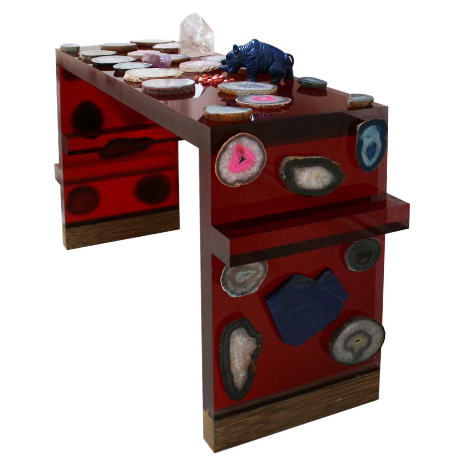 Contemporary Modern Italian Red Console Mod, "Antikythera" Designed by Superego For Sale