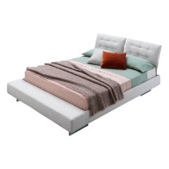 Letto Limes T Large Bed in White Avant Après with Padded Bands, King Size