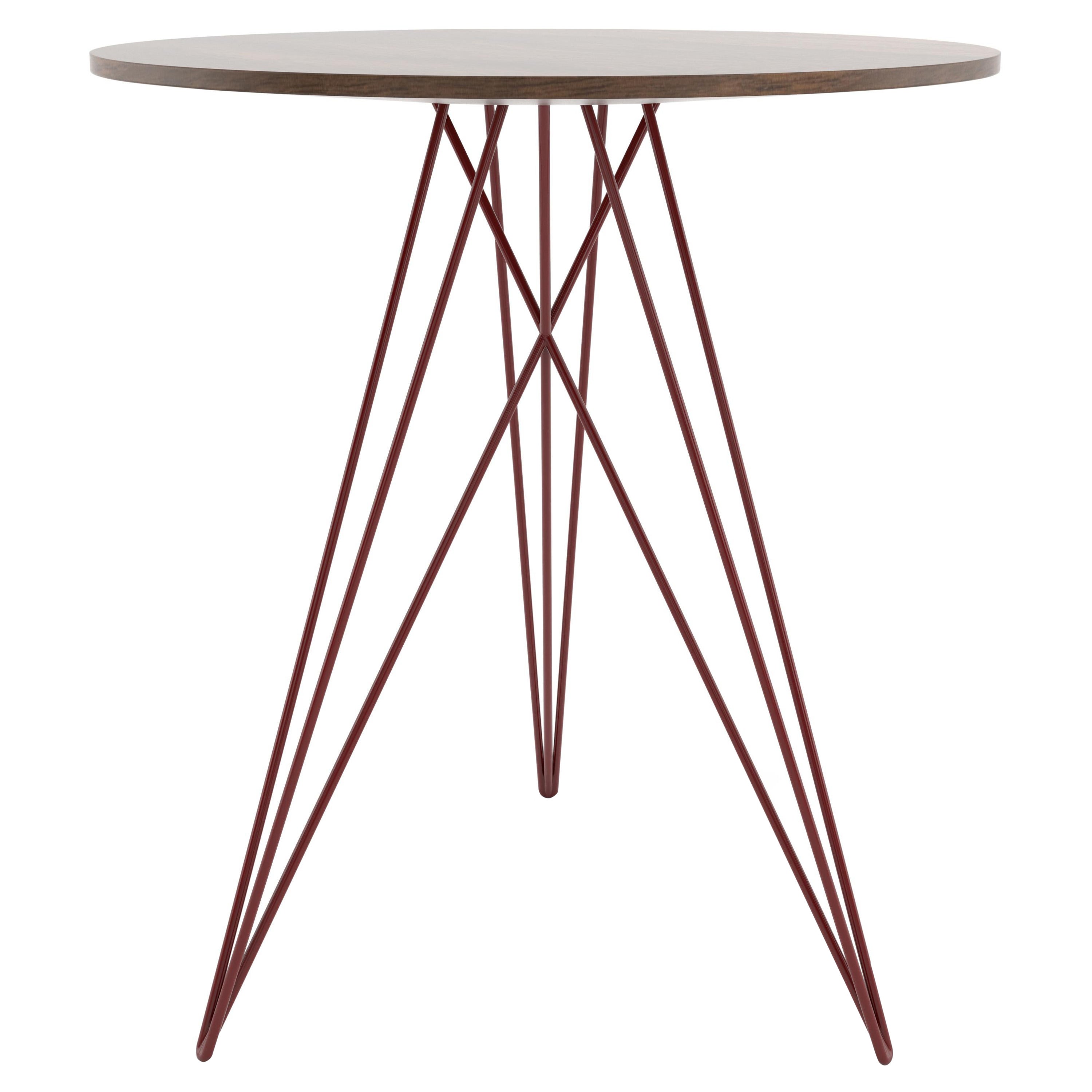 Hudson Hairpin Side Table Walnut Blood Red For Sale