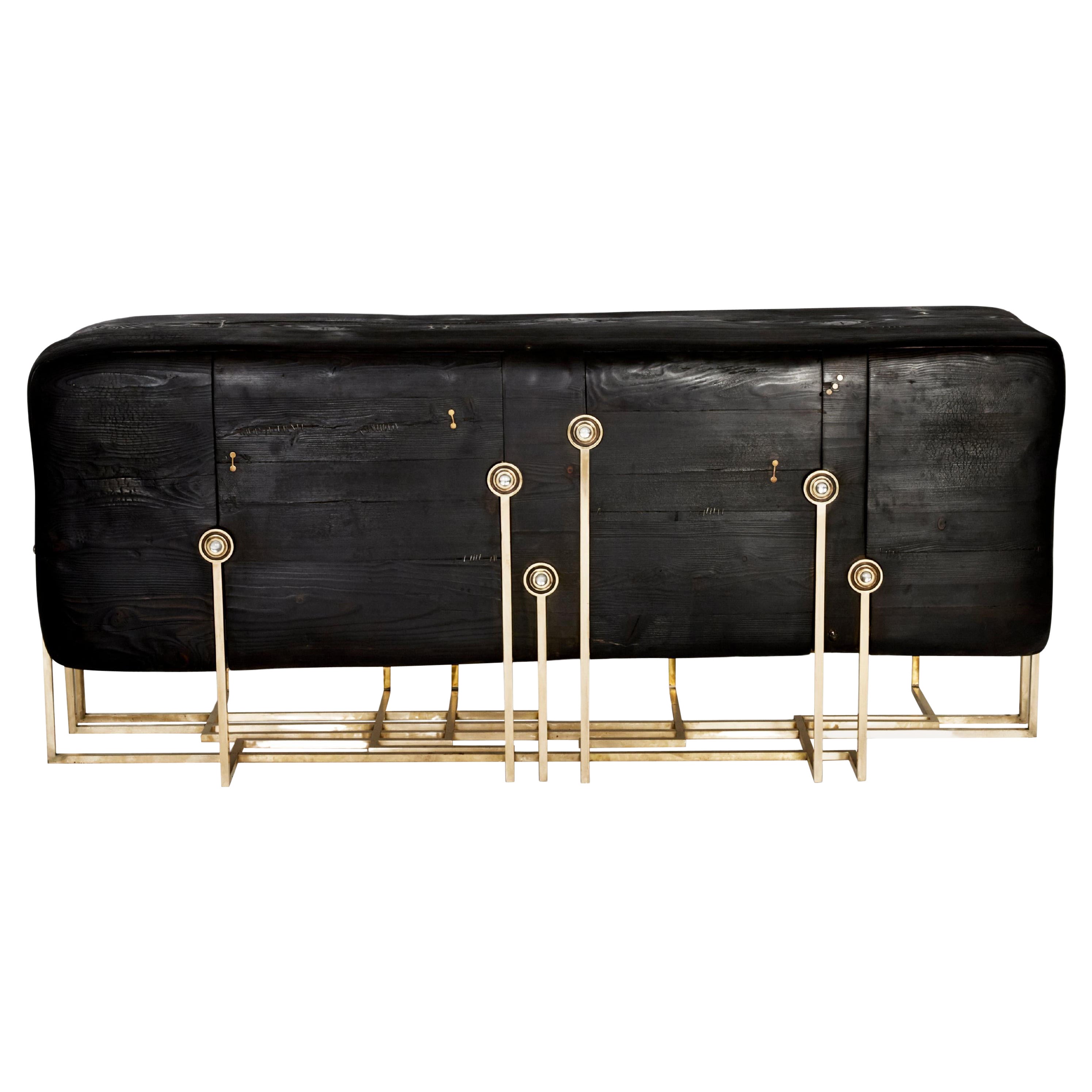 Mangrove Charred Wood Sideboard by Erwan Boulloud France