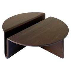 Kanyon Coffee Table, Contemporary Sculptural Minimalist Round Smoked Oak