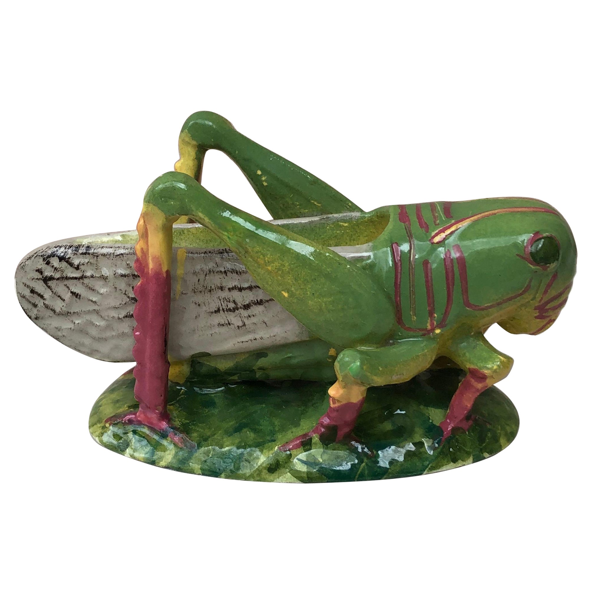 Majolica Grasshopper Jardinière Massier, Circa 1900 For Sale