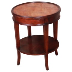 Baker Furniture Regency Style Mahogany and Burl Wood Two-Tier Side Table