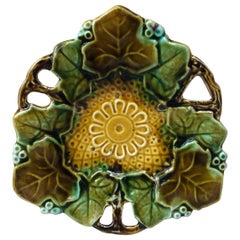 French Majolica Dish Leaf, Circa 1890