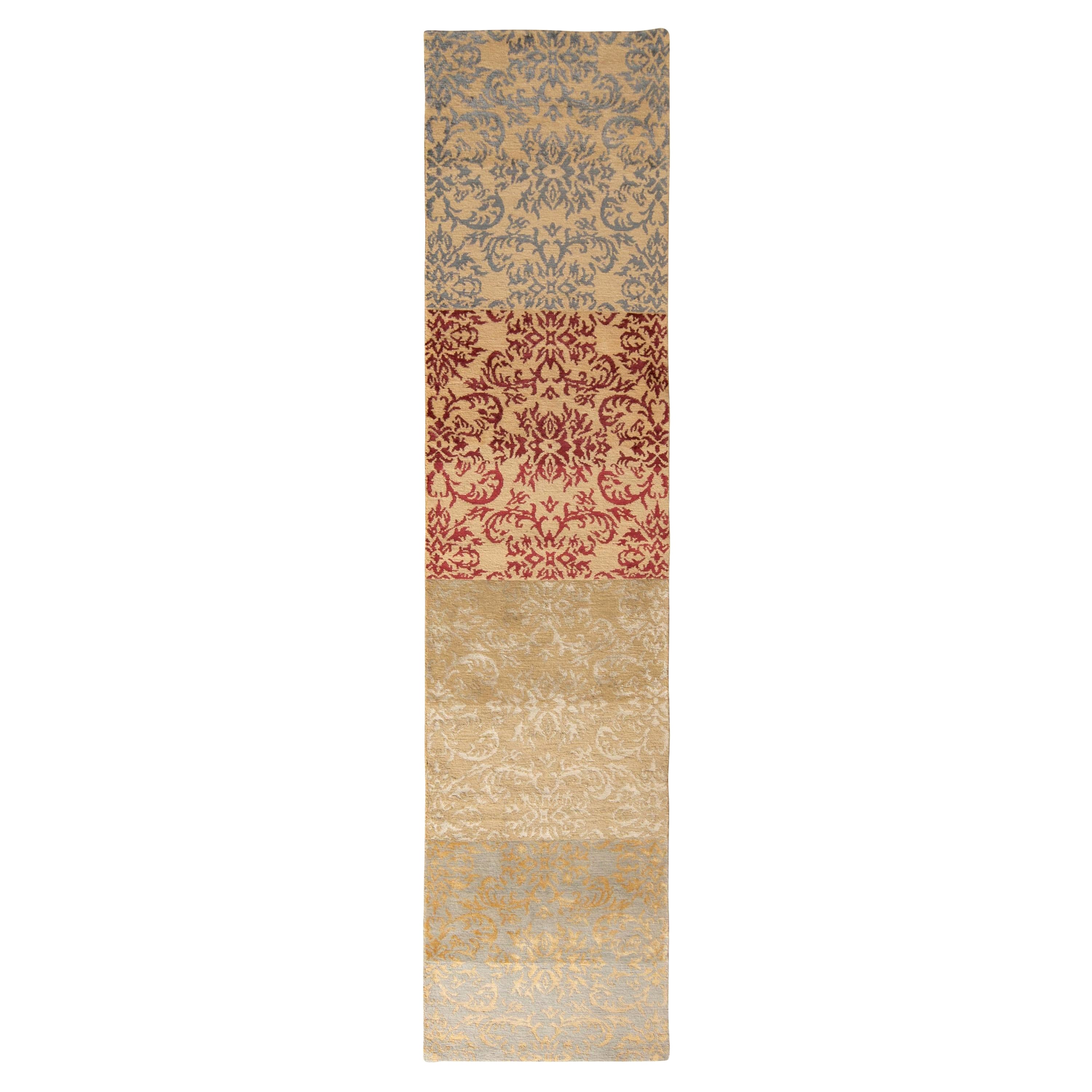 Rug & Kilim’s European Style Runner in Beige-Brown and Gold Arabesque Pattern