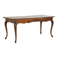 Antique Italian Rococo Style Shaped Walnut 3-Drawer Desk, 2nd Half 19th Century