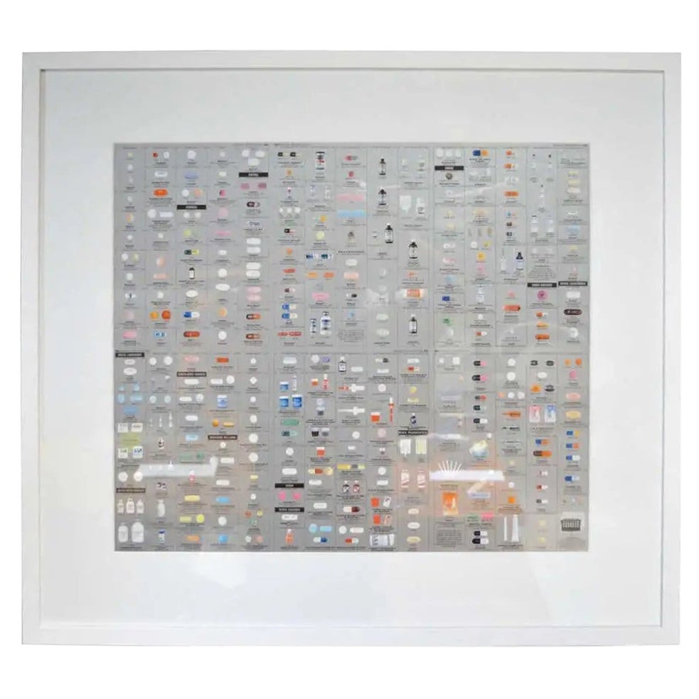 Damien Hirst Silver "Pharmacy" Wallpaper Unframed For Sale