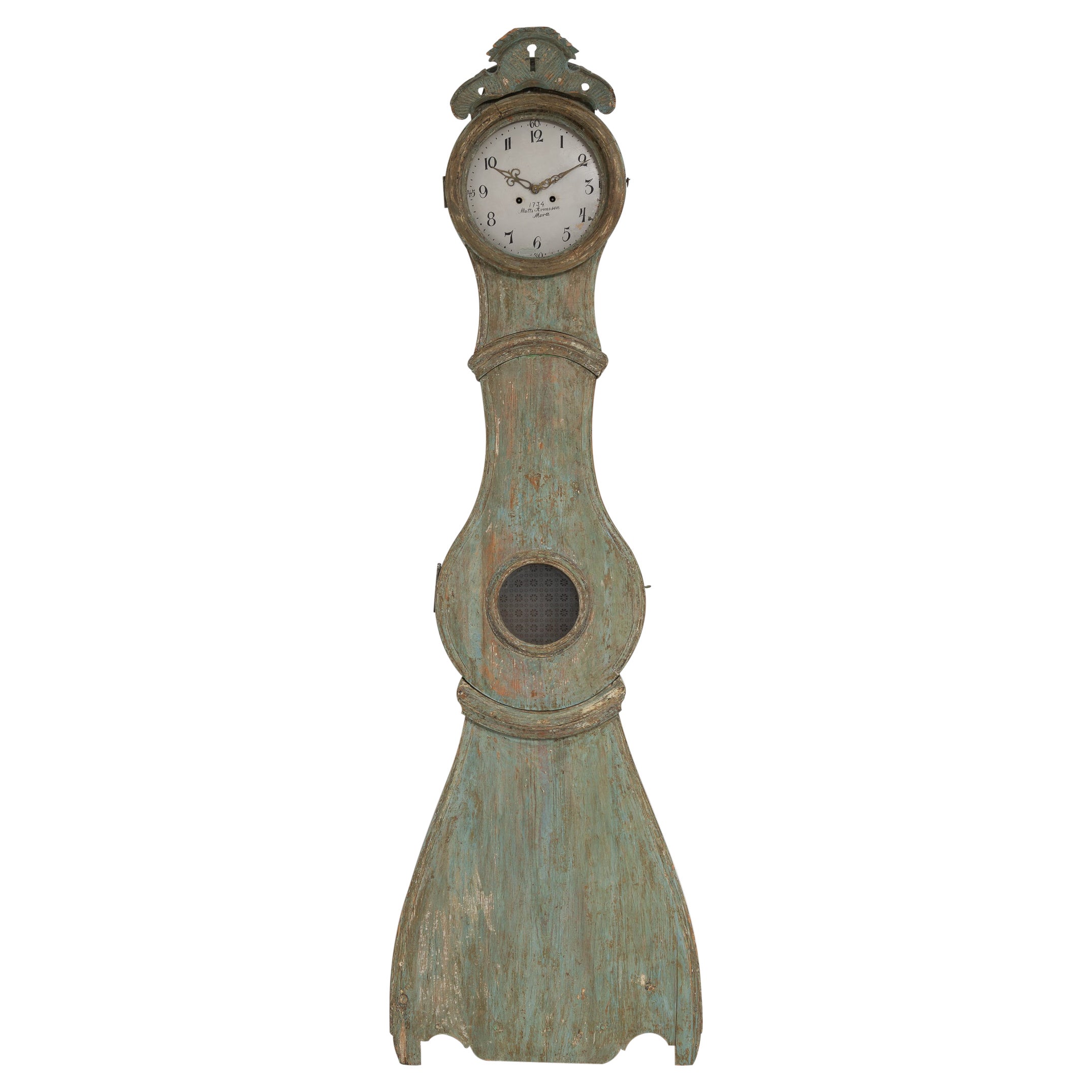 Orologio classico svedese rococò a cassa lunga del XIX secolo