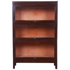 Antique Macey Arts & Crafts Birch Three-Stack Barrister Bookcase, circa 1920s