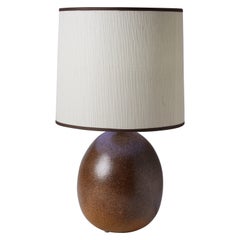 1960s French Brown Ceramic Egg Shaped Lamp