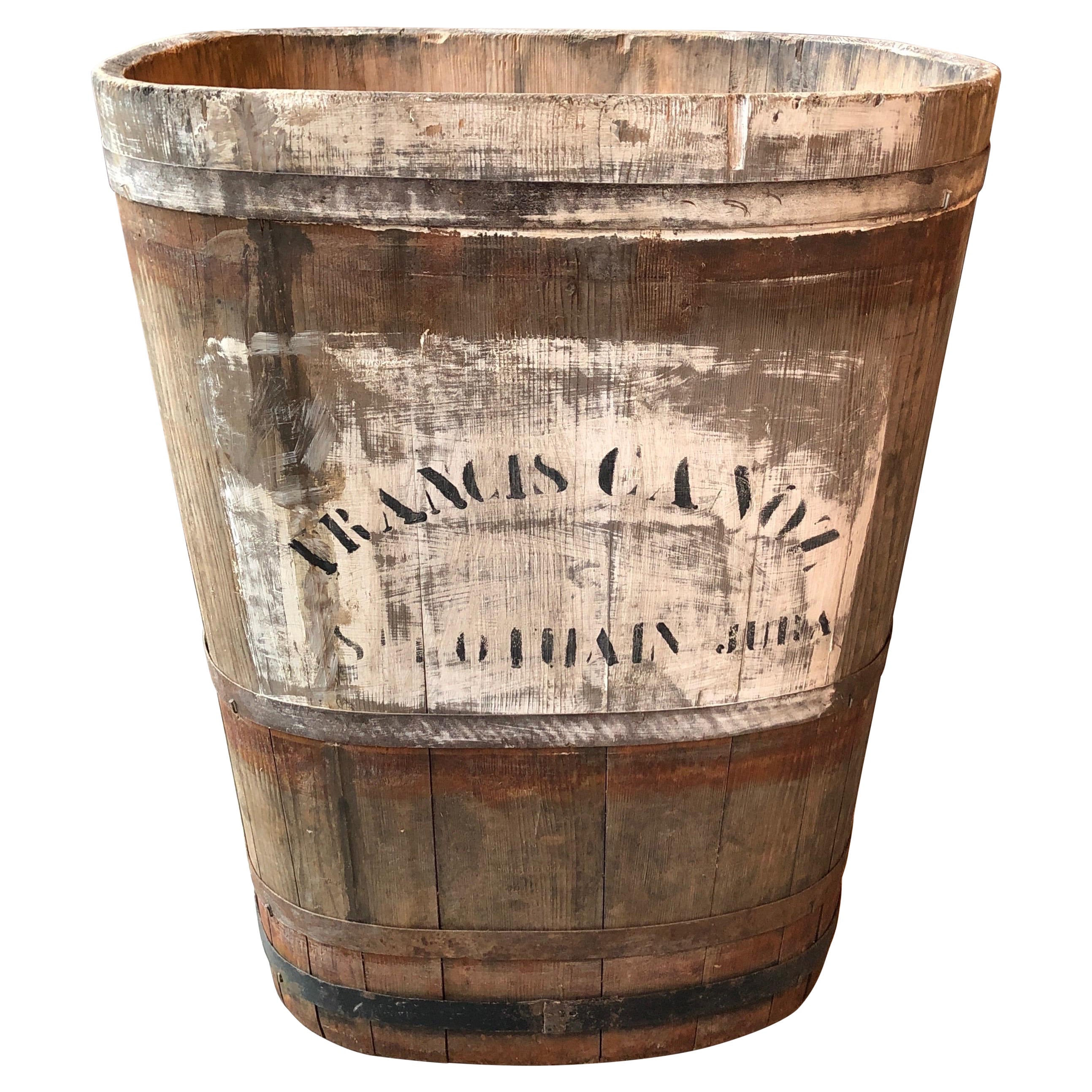 French Wine Grape Harvest Bin with Old Painted Stencils, from Burgundy