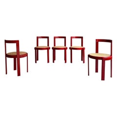Italian Modernist Circular Bentwood And Cane Dining Chairs Set Of 6