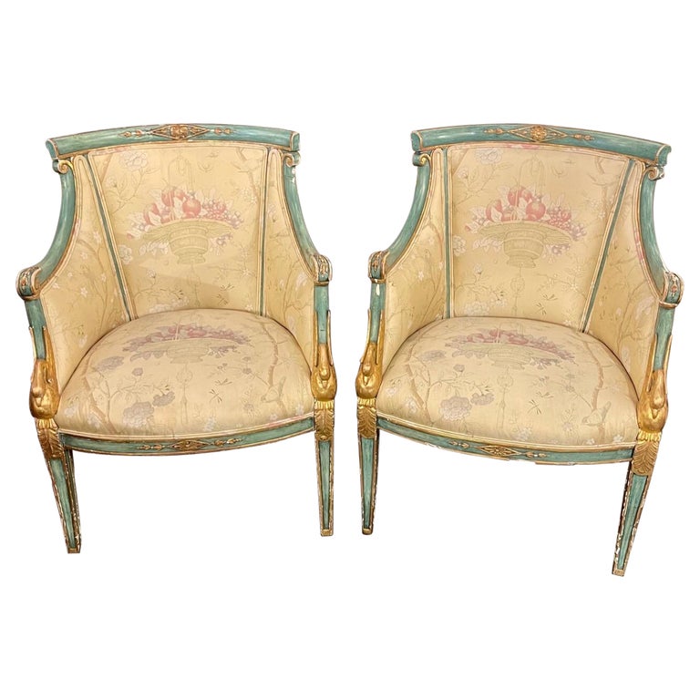 Pair of 19th Century Italian Carved and Parcel Gilt Bergeres For Sale ...