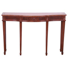 Maitland Smith Federal Carved Mahogany Leather Top Console or Sofa Table