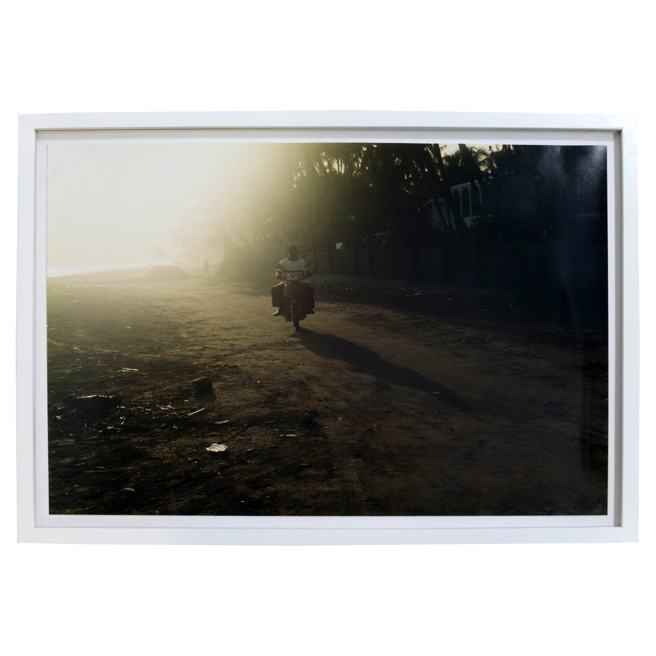 Chantal James Haiti Man on Scooter Photograph Framed Signed For Sale