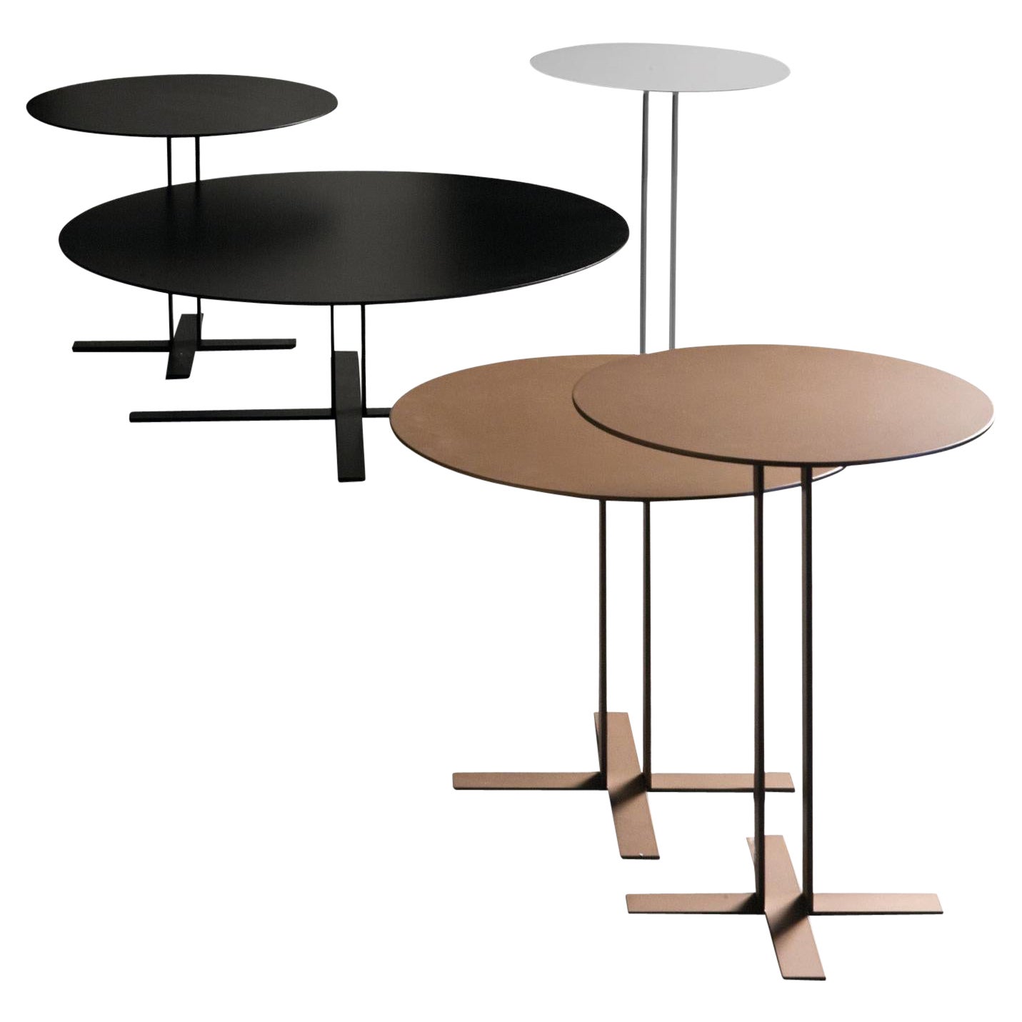 Petite table basse ronde Pi en bronze laqué mat de Giuseppe Vigan en vente