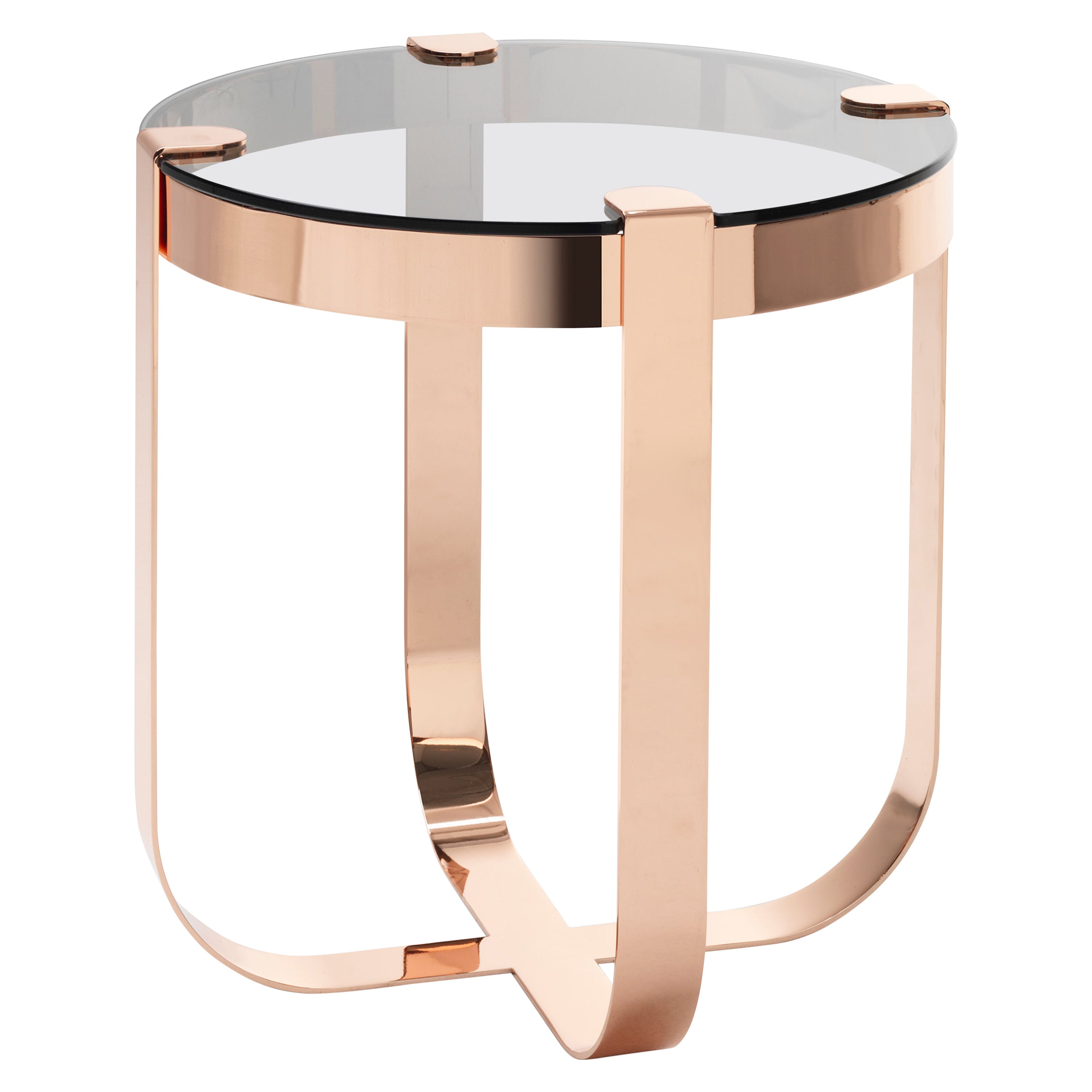 Table basse ronde Ring avec cadre en cuivre et plateau en forme de fourrure par Serena Confalonieri