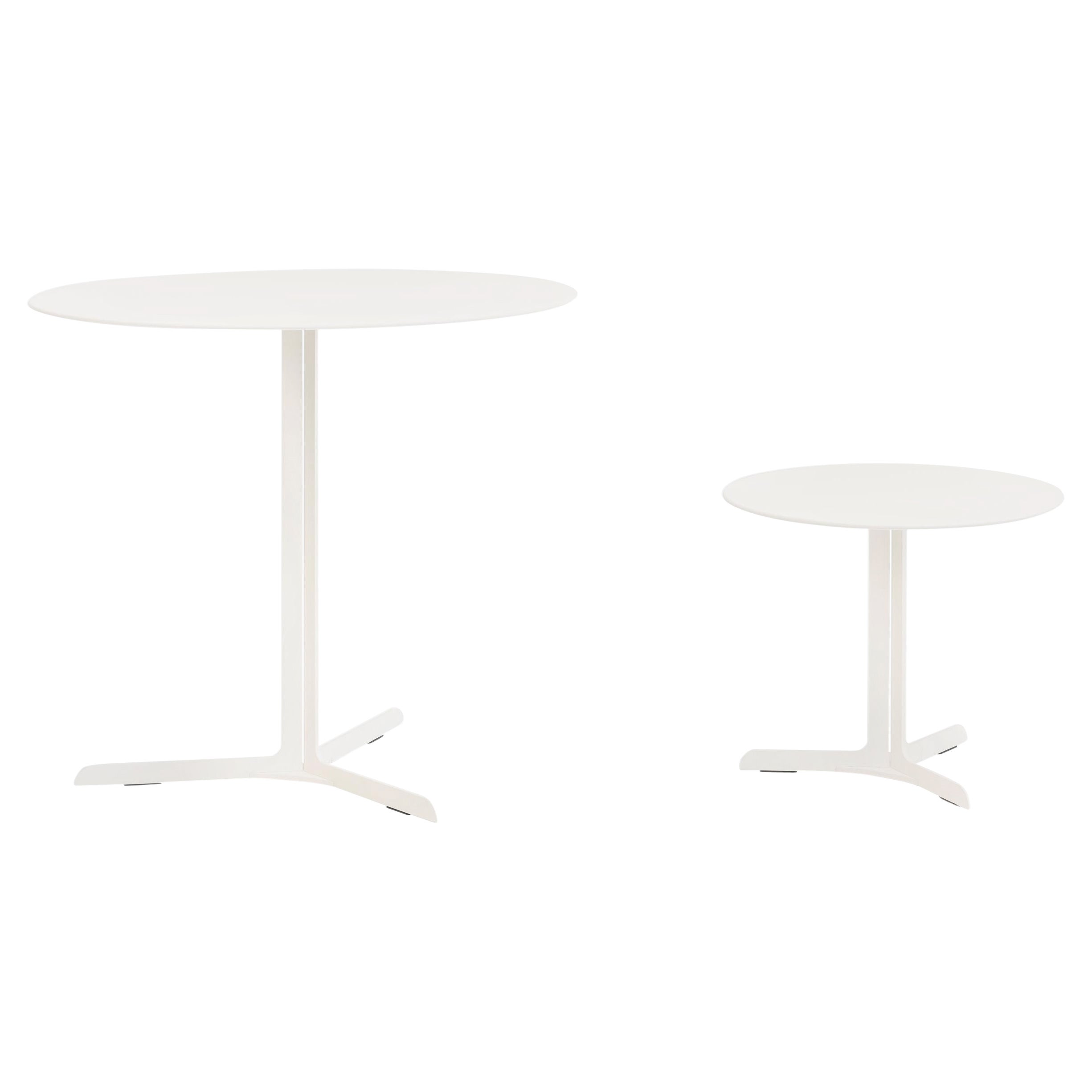 Garden Low Small Coffee Table in Painted Matt White Base and Top by Saba For Sale