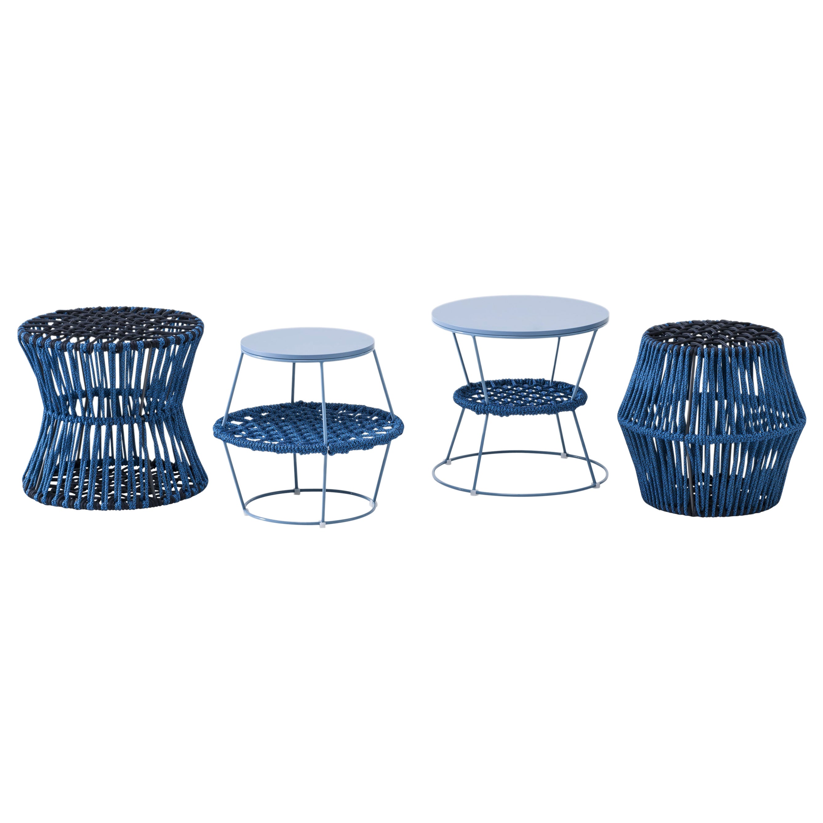 Tavolino da caffè a clessidra Ziggy in blu lucido e blu melange di Emilio NANNI