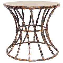 Round Bamboo Side / End Table, Mid 20th Century