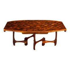Rare Exotic Cocobolo Rosewood Dining Table by Don Shoemaker for Senal, Signed