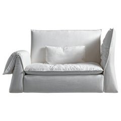 Les Femmes Small Foldable Armchair in Byblos White Upholstery by Giuseppe Viganò
