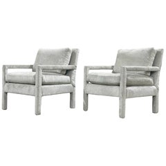 Pair Midcentury Parsons Style Lounge Chairs by Bernhardt, After Milo Baughman