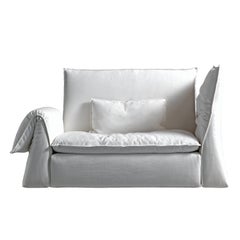Les Femmes Large Foldable Armchair in Byblos White Upholstery by Giuseppe Viganò