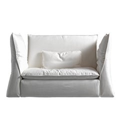 Les Femmes Small Armchair in Byblos White Upholstery by Giuseppe Viganò