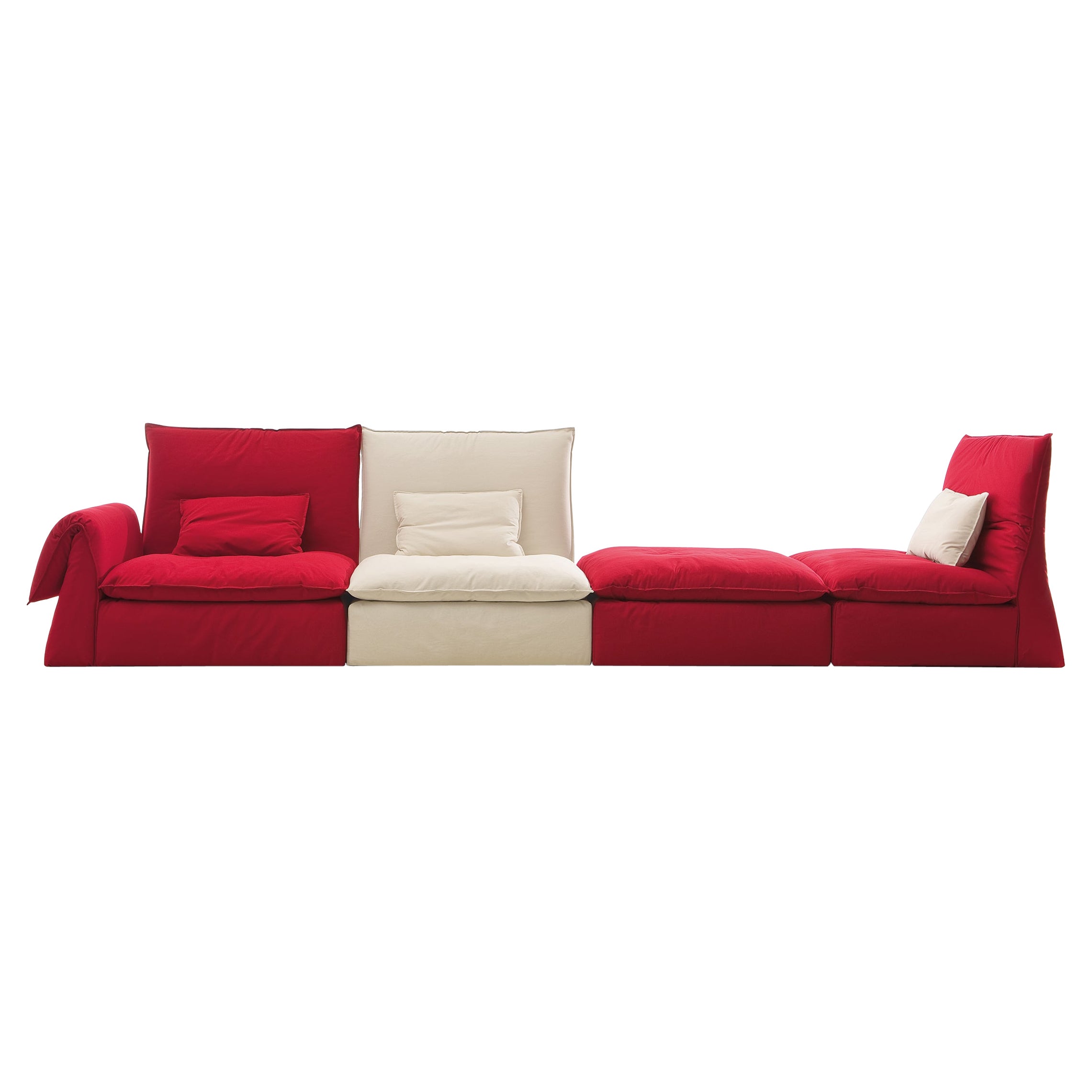 Les Femmes Small Sofa in Lario Red & White Upholstery by Giuseppe Viganò