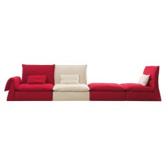 Les Femmes Medium Sofa in Lario Red & White Upholstery by Giuseppe Viganò
