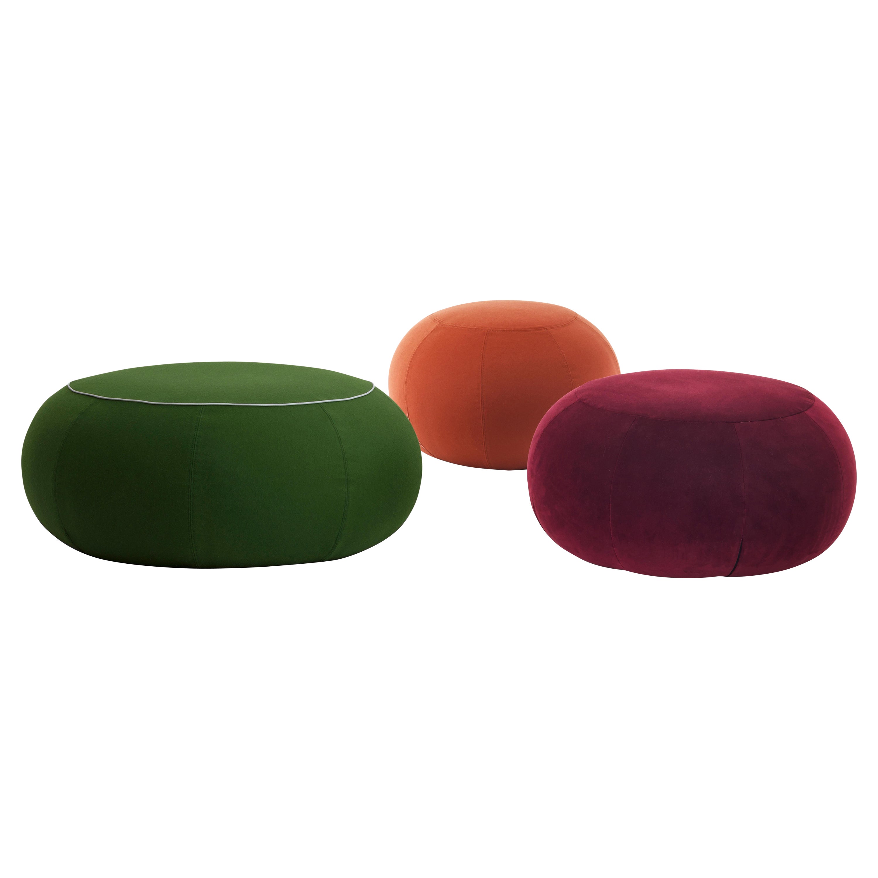 Geo Small Pouf in Lario Top Orange Upholstery by Paolo Grasselli For Sale