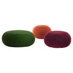 Geo Small Pouf in Lario Top Orange Upholstery by Paolo Grasselli