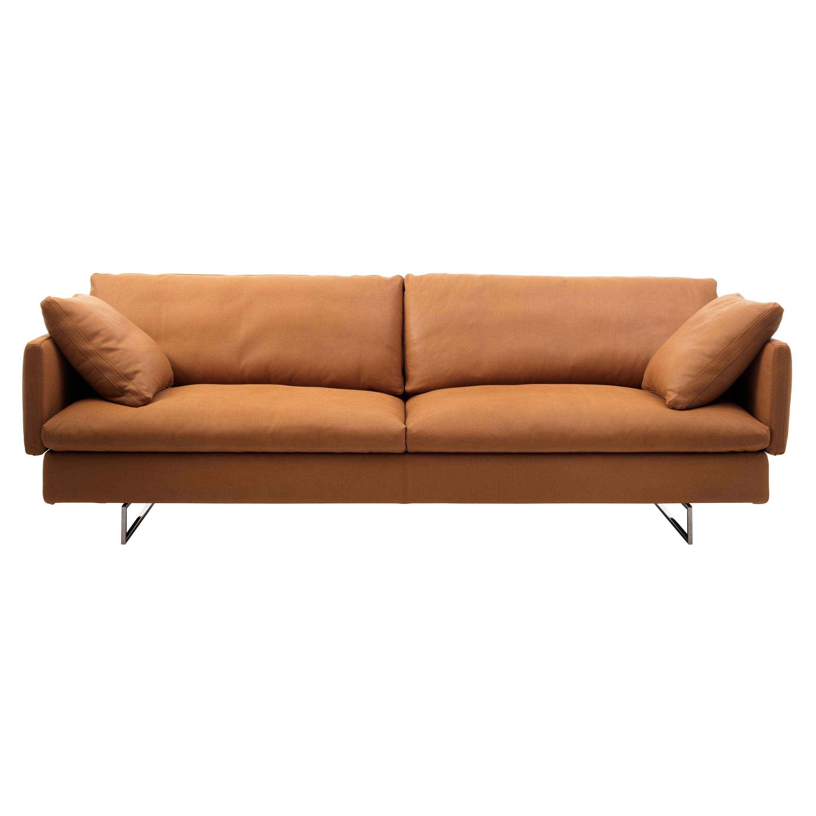 Voyage Medium Sofa mit natürlicher Lederpolsterung und schwarzem Nickel von Sergio Bicego im Angebot
