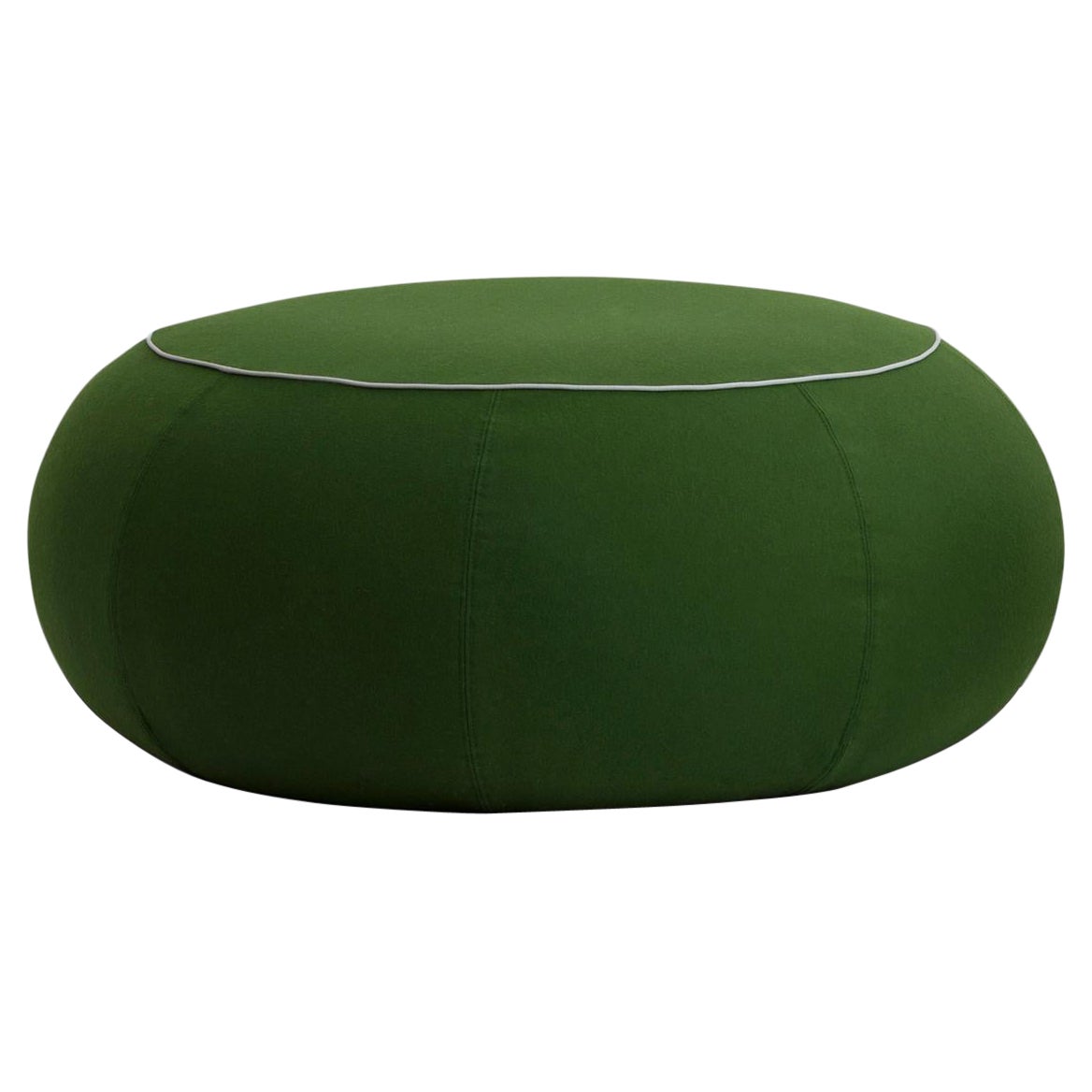 Geo Large Pouf in Lario Top Green Upholstery by Paolo Grasselli For Sale
