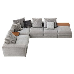 Ananta Class 15 Large Sofa in Lusso Upholstery and Black Nickel by Sergio Bicego