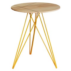 Hudson Hairpin Side Table with Wood Inlay Maple Yellow