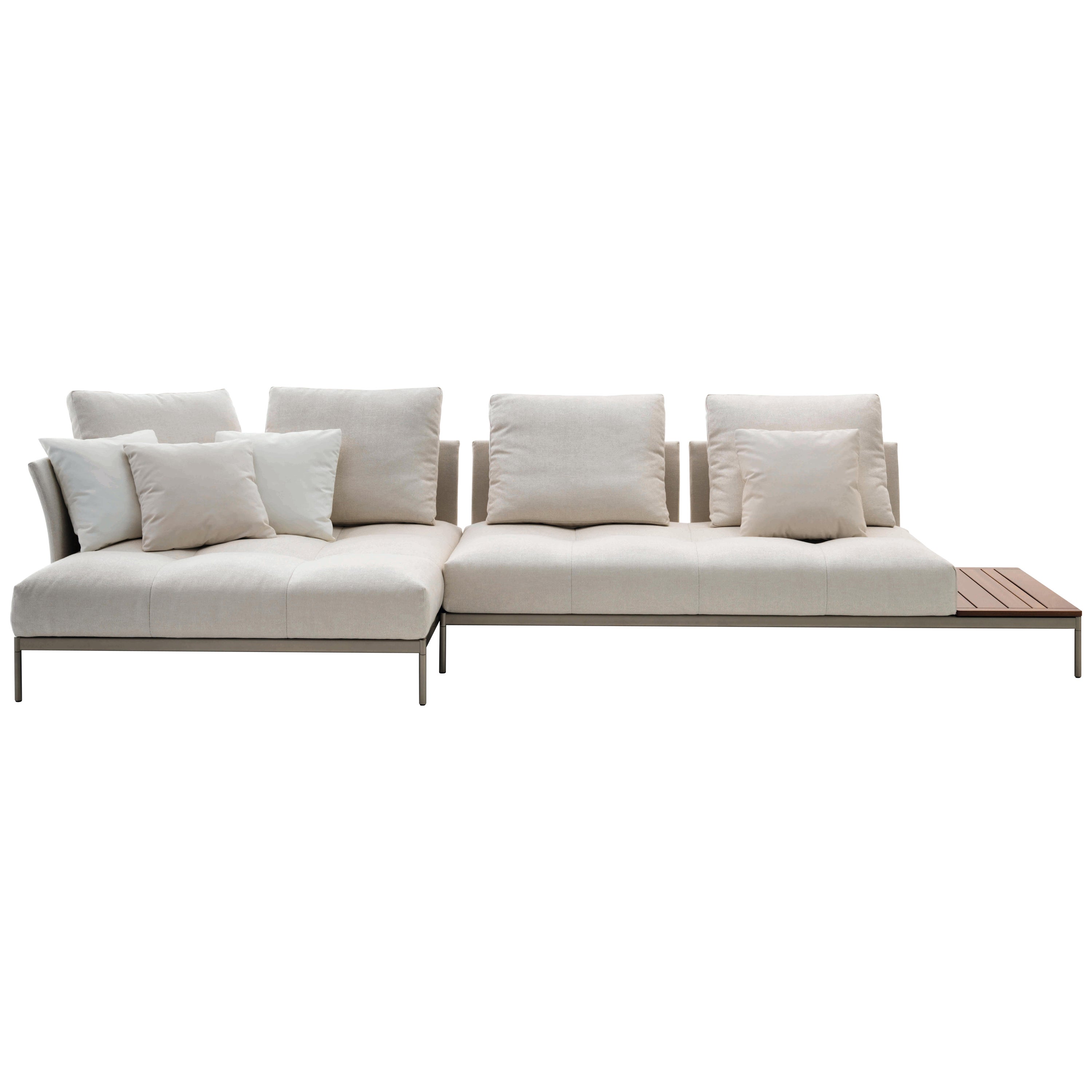 Pixel Light Outdoor-Sofa mit Kamin-Polsterung und Champagner-Rahmen von Sergio Bicego im Angebot