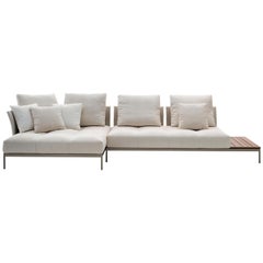 Pixel Light Outdoor-Sofa mit Kamin-Polsterung und Champagner-Rahmen von Sergio Bicego