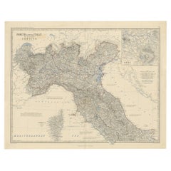 Antique Map of North and Central Italy and the Island of Corsica, c.1860